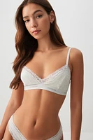 Ardene Lace Trim Bralette with Signature Band in Light Grey | Size | Polyester/Elastane | Eco-Conscious