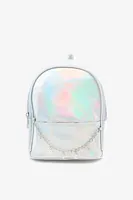 Ardene Backpack with Charm Details in Silver | Faux Leather/Polyester