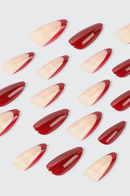 Ardene 20-Pack French Tip Fake Nails in Red
