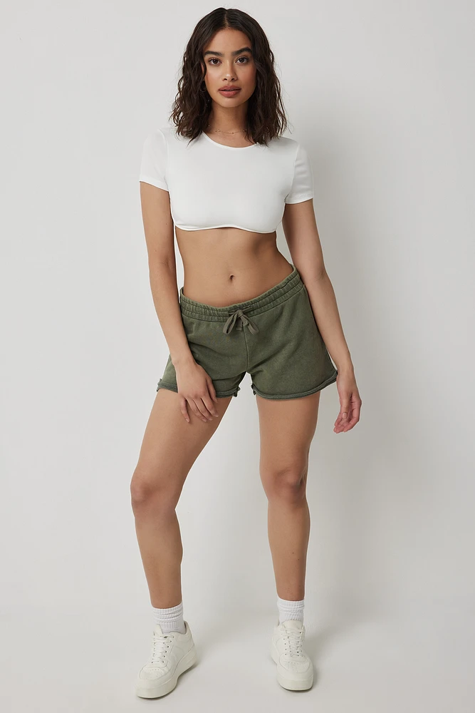 Ardene French Terry Sweatshorts in Dark Green | Size | Polyester/Cotton