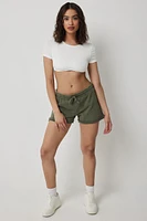 Ardene French Terry Sweatshorts in Dark Green | Size | Polyester/Cotton