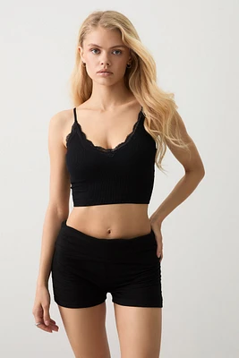 Ardene French Terry PJ Shorts in Black | Size | Rayon/Spandex