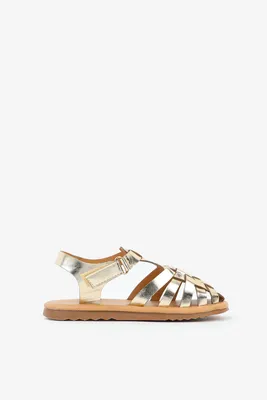 Ardene Kids Gold-Tone Fisherman Sandals | Size | Faux Leather