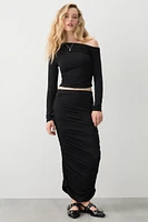 Ardene Sculpting Ruched Midi Skirt in | Size | Polyester/Spandex