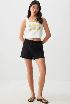 Ardene Smocked Waist French Terry Shorts in | Size | Polyester/Cotton/Elastane