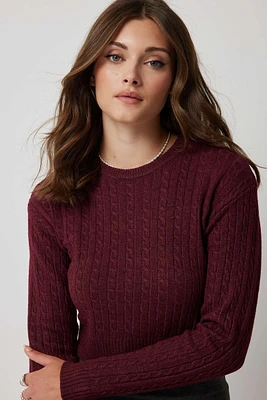 Ardene Crop Cable Sweater in | Size | Polyester/Nylon