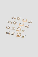 Ardene 9-Pack Embellished Stud Earrings in Gold | Stainless Steel