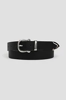 Ardene Belt with Metal Tip in Black | Size Small | Faux Leather