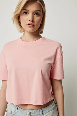 Ardene Basic Organic Cotton Boxy T-Shirt in Light | Size | Cotton/Elastane | Eco-Conscious