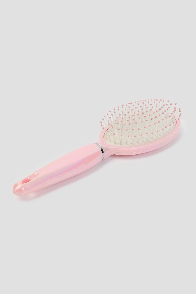 Ardene Iridescent Oval Hairbrush in Light Pink