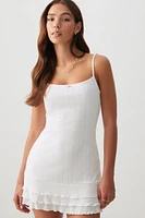Ardene Pointelle Mini dress in White | Size | Polyester/Spandex