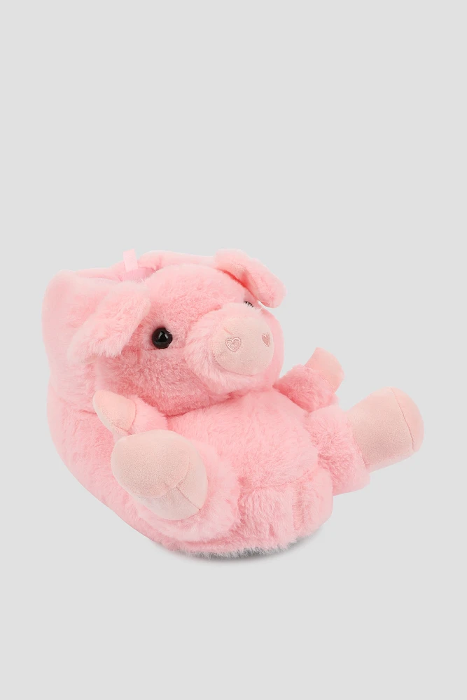 Ardene Plush Animal Slippers in Light Pink | Size | Eco-Conscious