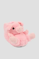 Ardene Plush Animal Slippers in Light Pink | Size | Eco-Conscious