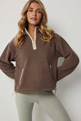 Ardene Two-Tone Polar Fleece Half-Zip Sweatshirt in | Size | 100% Recycled Polyester | Eco-Conscious