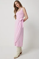 Ardene Super Soft Midi Wrap Dress in Light Pink | Size | Polyester/Elastane | Eco-Conscious