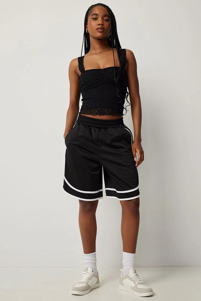 Ardene Contrast Stripe Sporty Shorts in Black | Size | Polyester