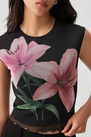 Ardene Hibiscus Mesh Top in | Size | Polyester/Spandex