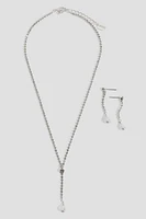 Ardene Y Shape Necklace and Earrings Set in Silver | Stainless Steel
