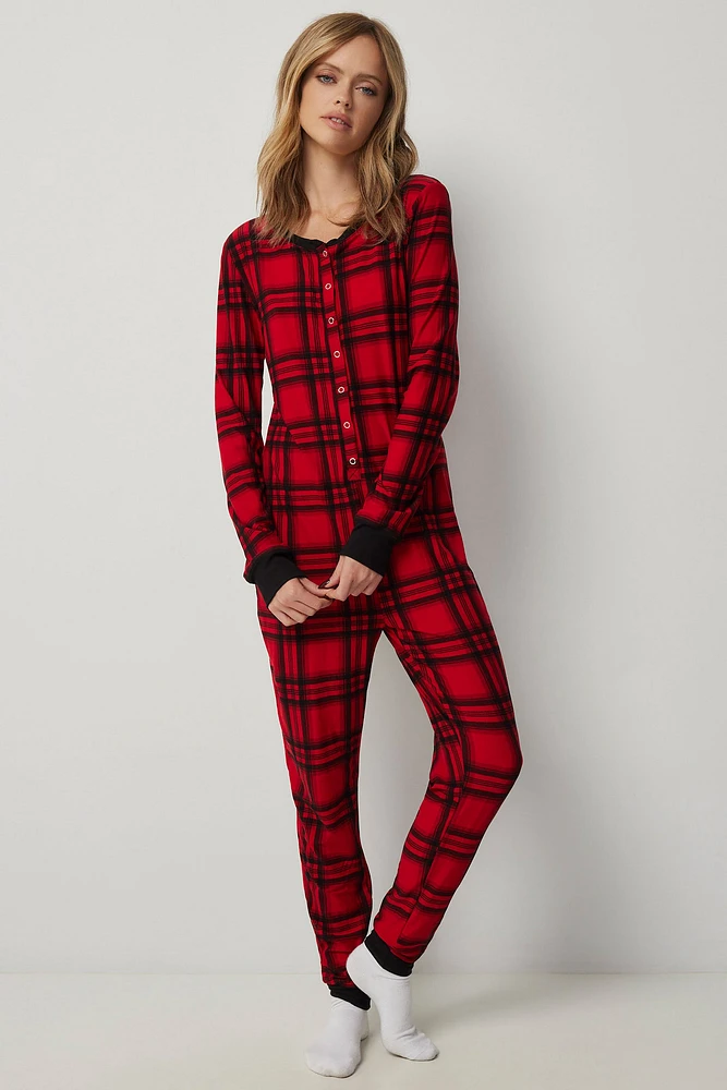 Ardene Festive Print Onesie PJ in | Size | Polyester/Elastane | Eco-Conscious