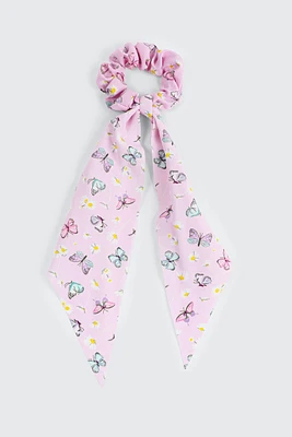 Ardene Kids Butterfly Scarf Scrunchie in Light Pink | Polyester