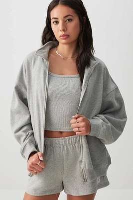 Ardene Mock Neck Zip Up Sweatshirt in | Size | Polyester/Cotton | Fleece-Lined