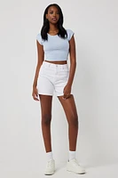 Ardene High Rise Midi Denim Shorts in | Size | Cotton/Elastane