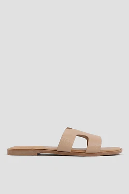 Ardene H-Strap Sandals in Beige | Size | Faux Leather | Eco-Conscious