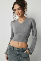 Ardene Fitted V-Neck Sweater in | Size | Polyester/Nylon/Viscose