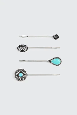 Ardene 4-Pack Vintage Style Hair Pins in Silver