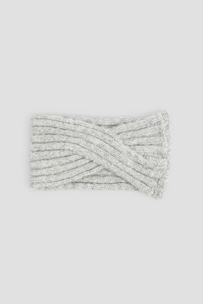 Ardene Twist Headband in Light Grey | 100% Acrylic