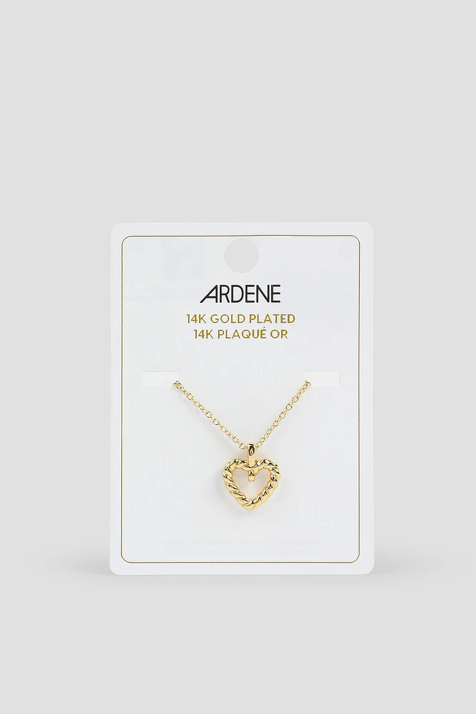 Ardene 14K Gold Plated Twisted Heart Necklace