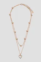 Ardene Multi Heart Two-Row Necklace in Gold