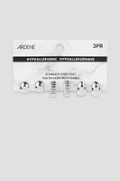 Ardene 3-Pack Chunky Earrings in Silver | Stainless Steel