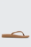 Ardene Braided Flip-Flops Sandals in Cognac | Size