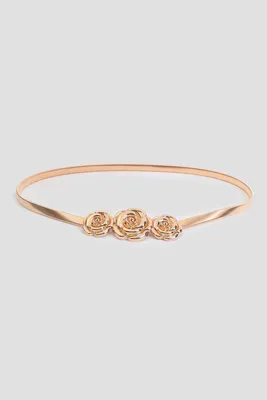 Ardene Gold Rose Belt | Size Small | Faux Leather