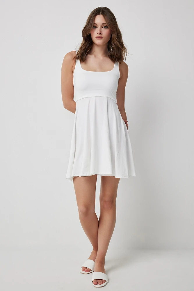 Ardene Flowy Mini Tank Dress in White | Size Large | Polyester/Elastane | Eco-Conscious