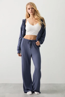 Ardene Lightweight French Terry Flare PJ Pants in Dark Blue | Size | Rayon/Spandex