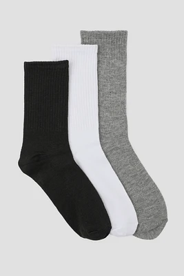 Ardene 3-Pack Ribbed Crew Socks | Polyester/Spandex
