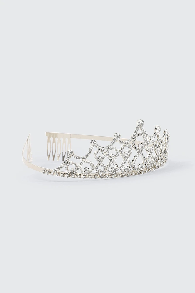 Ardene Classic Embellished Tiara in Silver