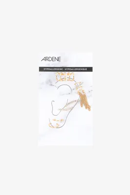Ardene Pack of Cuff and Hoop Earrings in Gold | Stainless Steel