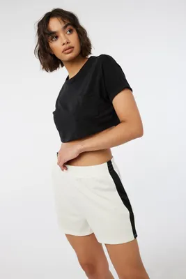 Ardene Accent Stripe Basketball Midi Shorts in White | Size | Polyester