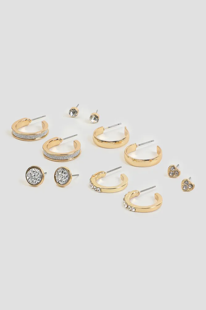 Ardene 6-Pack of Hoop and Stud Earrings in Gold | Stainless Steel