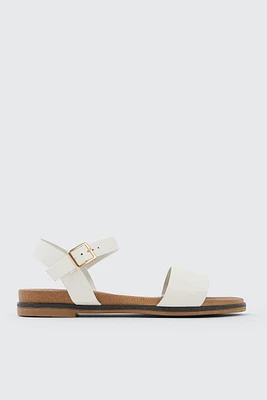 Ardene Ankle Strap Flat Sandals in | Size | Faux Leather | Eco-Conscious