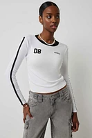 Ardene Tribeca Long Sleeve T-Shirt in White | Size | Elastane/Viscose