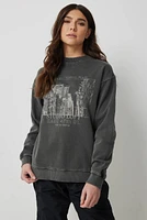 Ardene Graphic Crew Neck Sweatshirt in | Size | Polyester/Cotton | Fleece-Lined