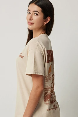 Ardene Oversized Bronco T-Shirt in Beige | Size | Polyester/Cotton