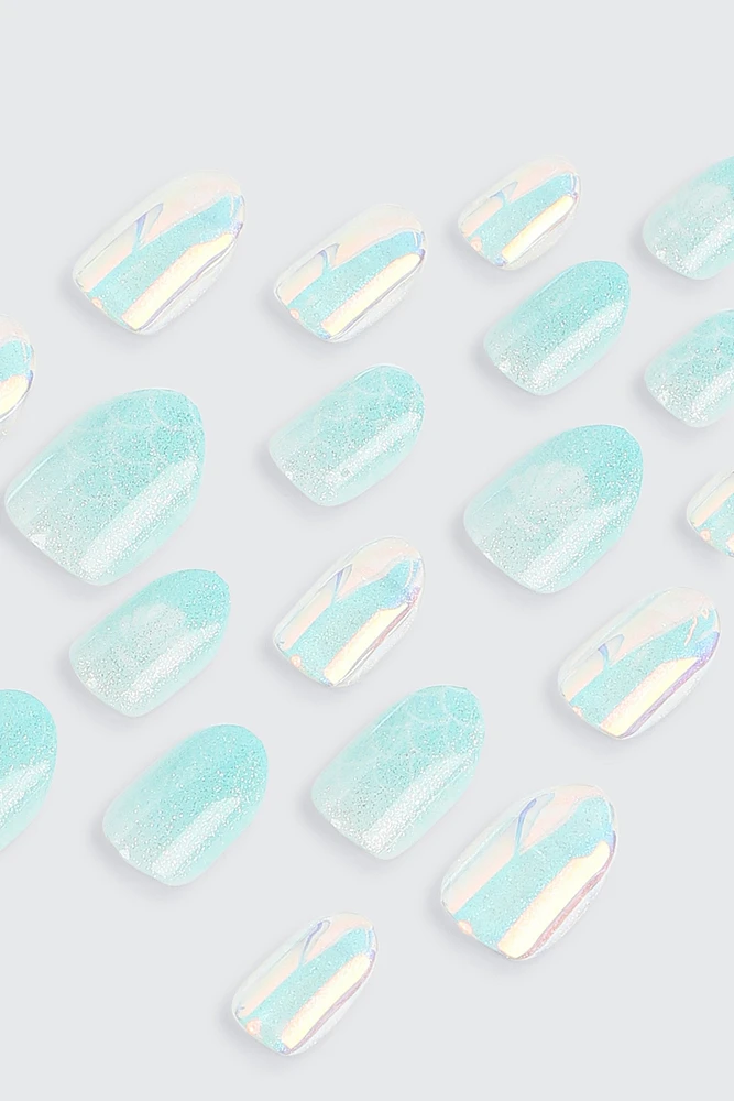Ardene Kids 20-Pack Mermaid Fake Nails in Light Blue