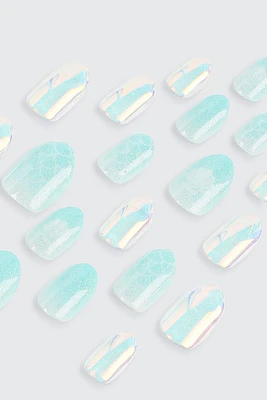 Ardene Kids 20-Pack Mermaid Fake Nails in Light Blue