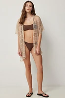 Ardene Crochet Swim Cover Up in Beige | Polyester