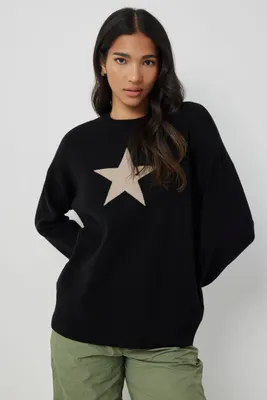 Ardene Long Oversized Sweater in Black | Size | Polyester/Nylon/Viscose